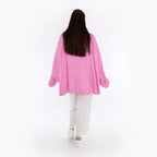  AKH Fashion Jacke in gerundeter Form, aus Viskose, 1273.00140, Pink-Weiß, Schick, Modern