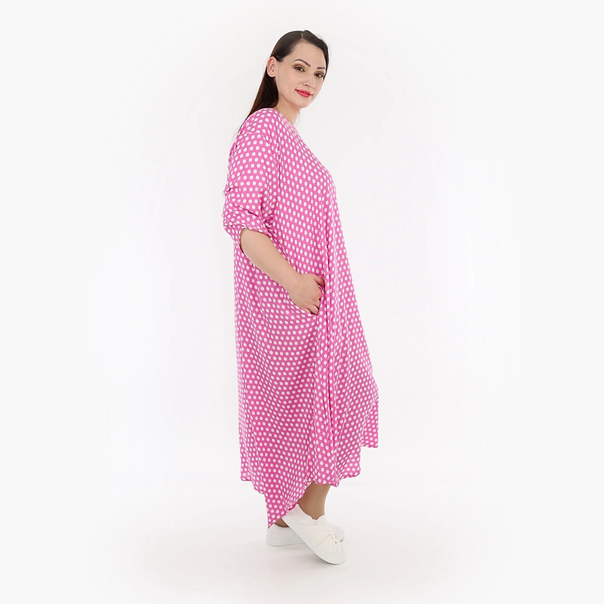  A-Form Kleid von AKH Fashion aus Viskose, 1273.01927, Pink-Weiß, Schick, Modern, Bequem