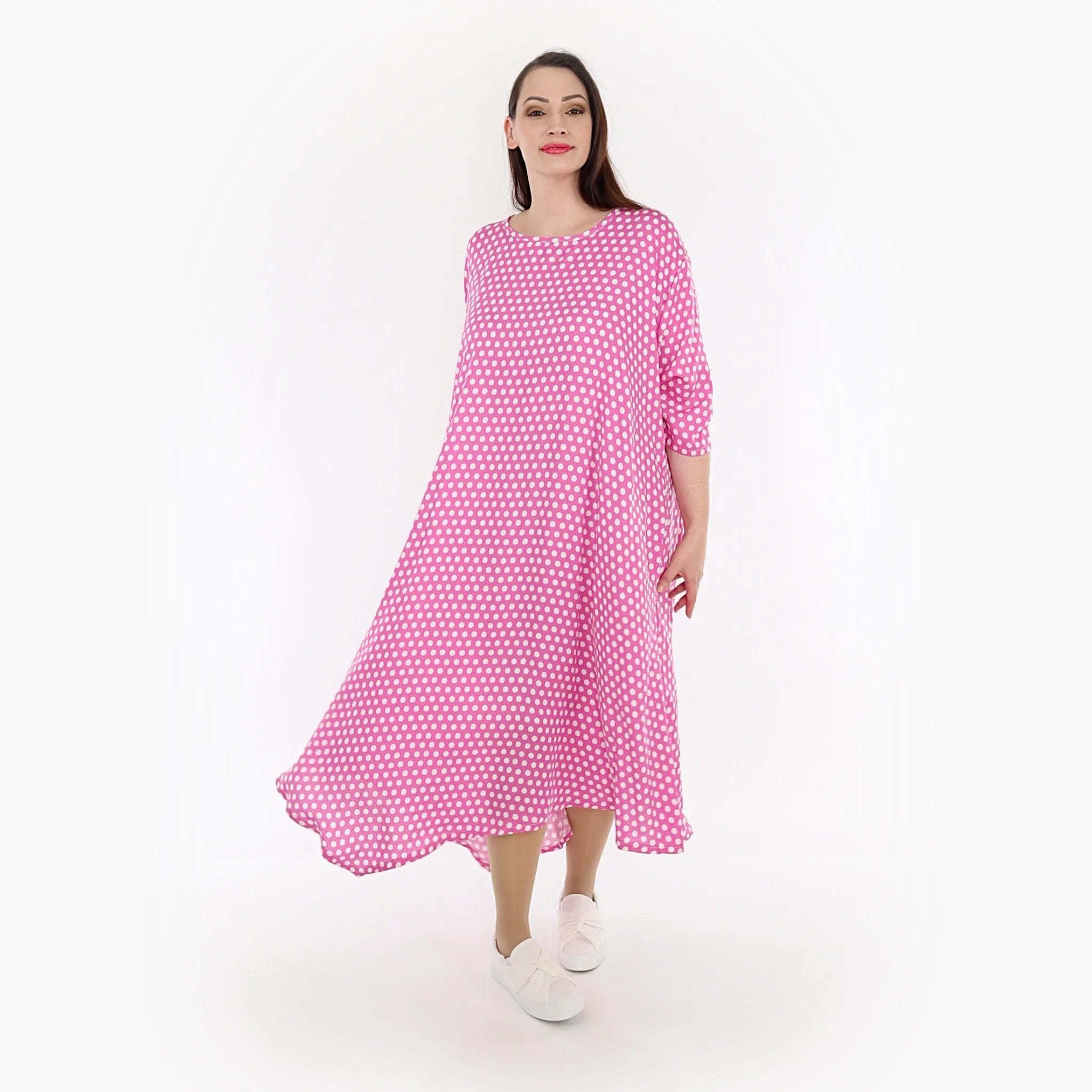  A-Form Kleid von AKH Fashion aus Viskose, 1273.01927, Pink-Weiß, Schick, Modern, Bequem