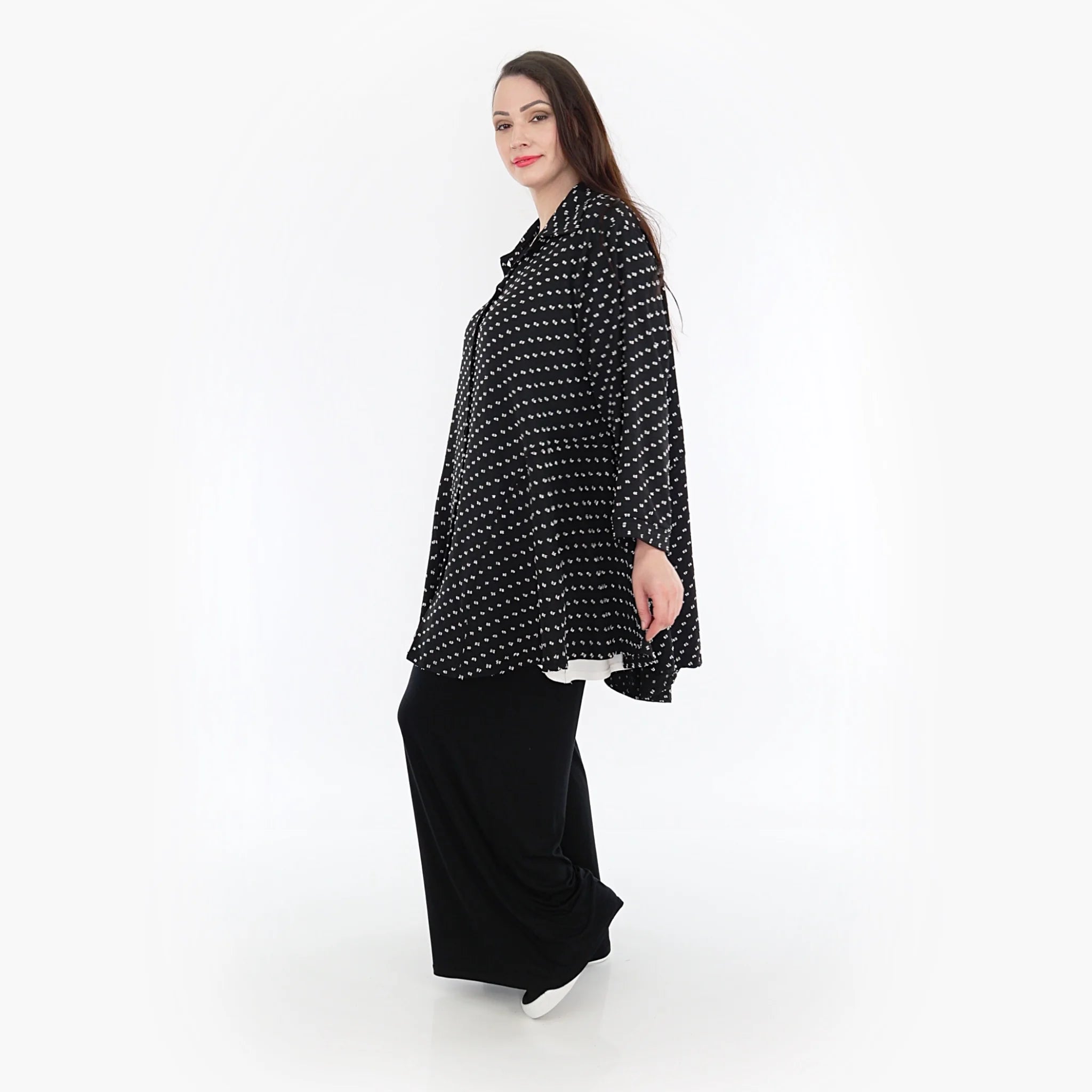  AKH Fashion Jacke in Glocken-Form, aus Viskose, 1315.06940, Schwarz-Weiß, Schick, Modern