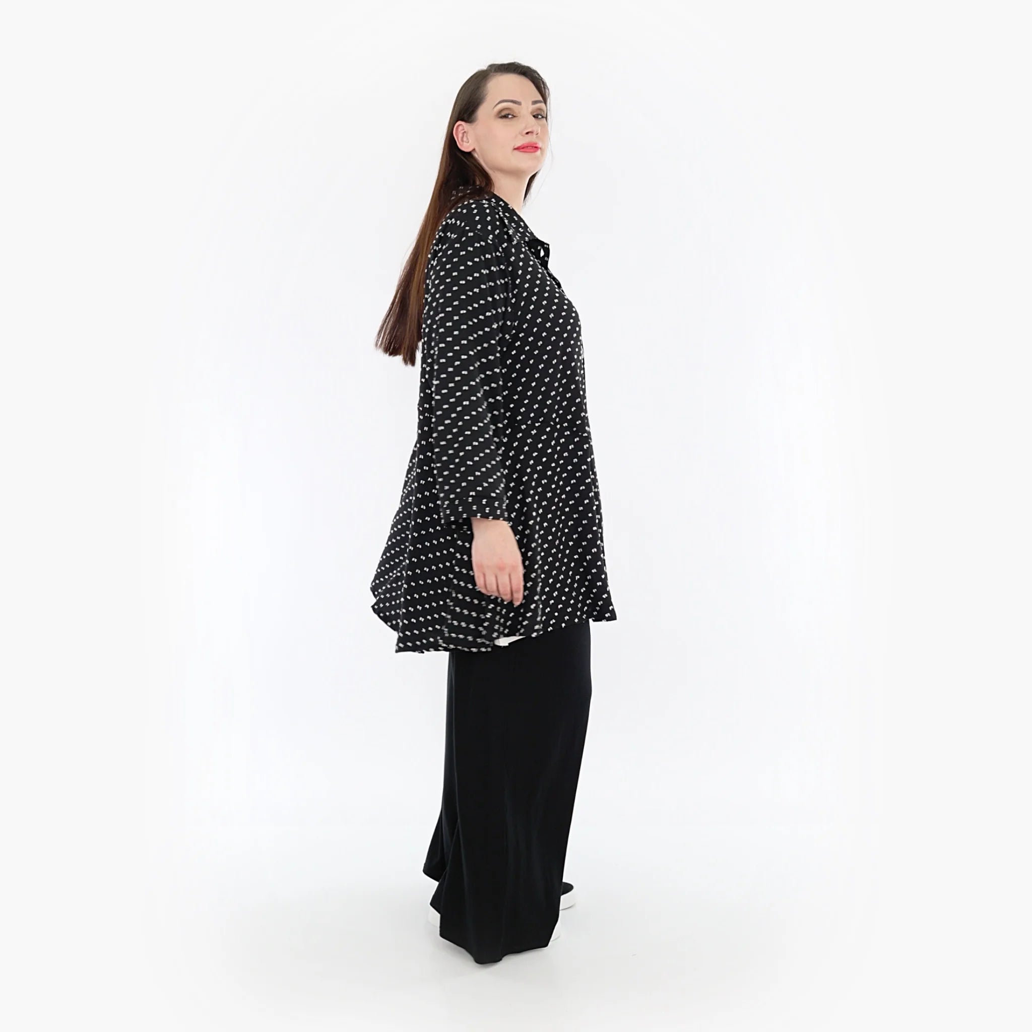  AKH Fashion Jacke in Glocken-Form, aus Viskose, 1315.06940, Schwarz-Weiß, Schick, Modern