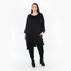 AKH Fashion Bigshirt in kastiger Form, aus Materialmix, 1316.06925, Schwarz, Streifen