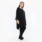  AKH Fashion Bigshirt in kastiger Form, aus Materialmix, 1316.06925, Schwarz, Streifen