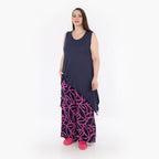  AKH Fashion Hose in gerader Form, aus Viskose, 1317.06927, Marine-Fuchsia, Grafik, Schick