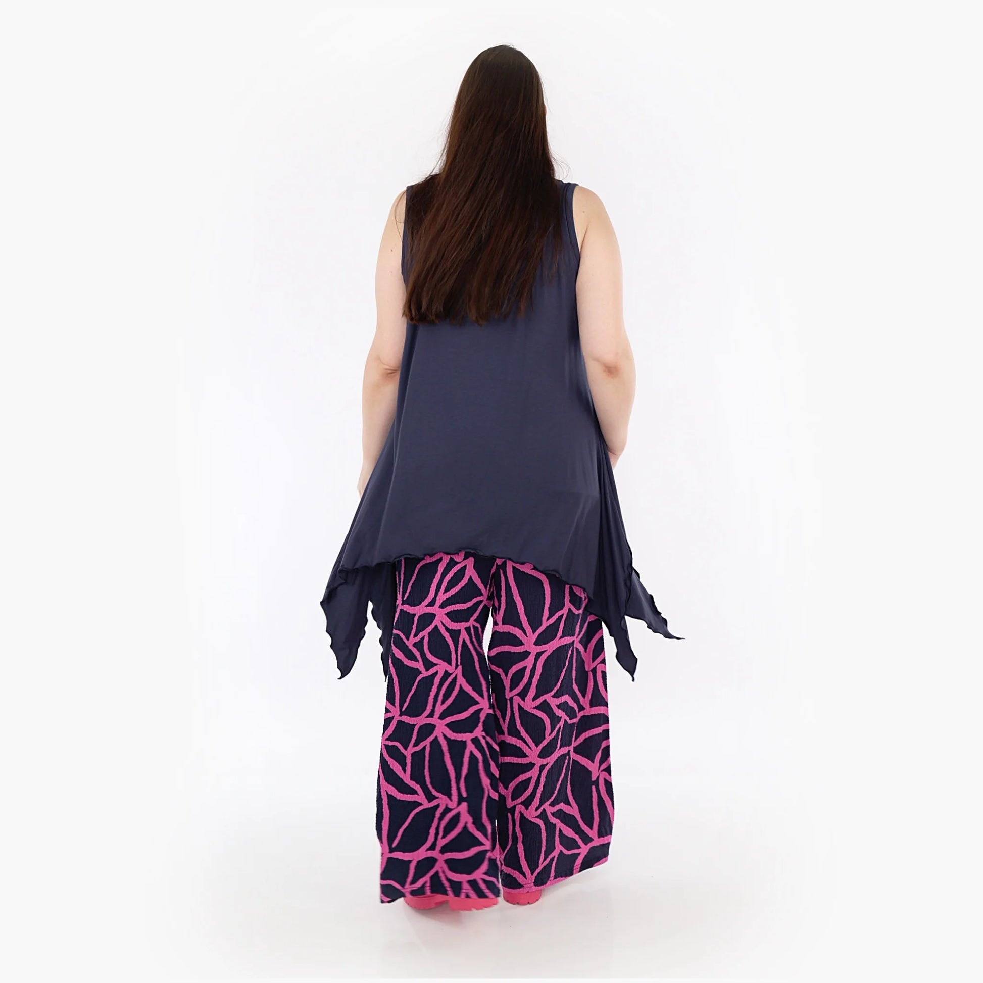  Stilvolle Hose in Marine-Fuchsia aus weicher Viskose für lässige Lagenlooks und Plus Size