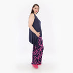  AKH Fashion Hose in gerader Form, aus Viskose, 1317.06927, Marine-Fuchsia, Grafik, Schick