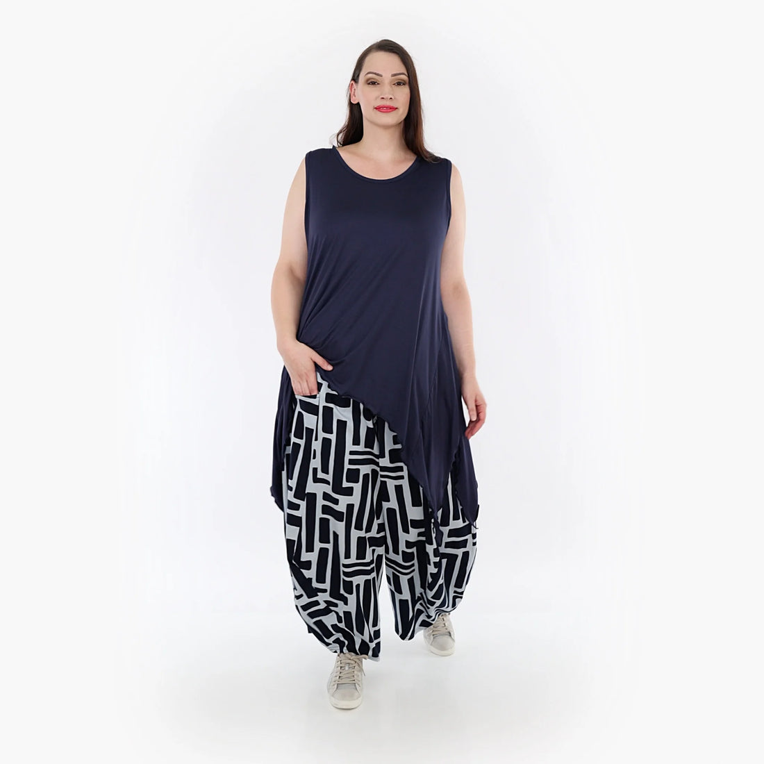  Ballonhose von AKH Fashion aus Viskose, 1318.08069, Marine-Hellblau, Unifarben, Schick