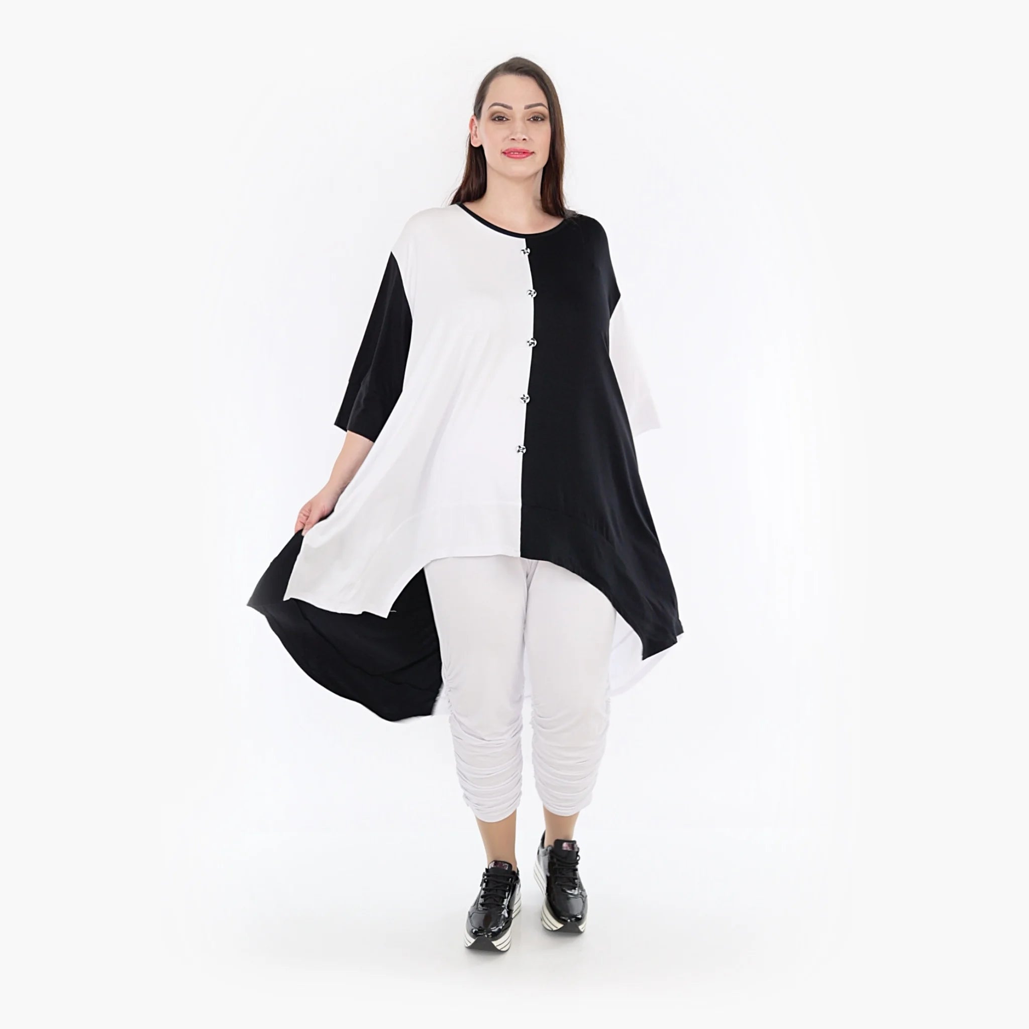 Shirt von AKH Fashion aus Viskose in gerundeter Form, ausgefallene Lagenlook Mode