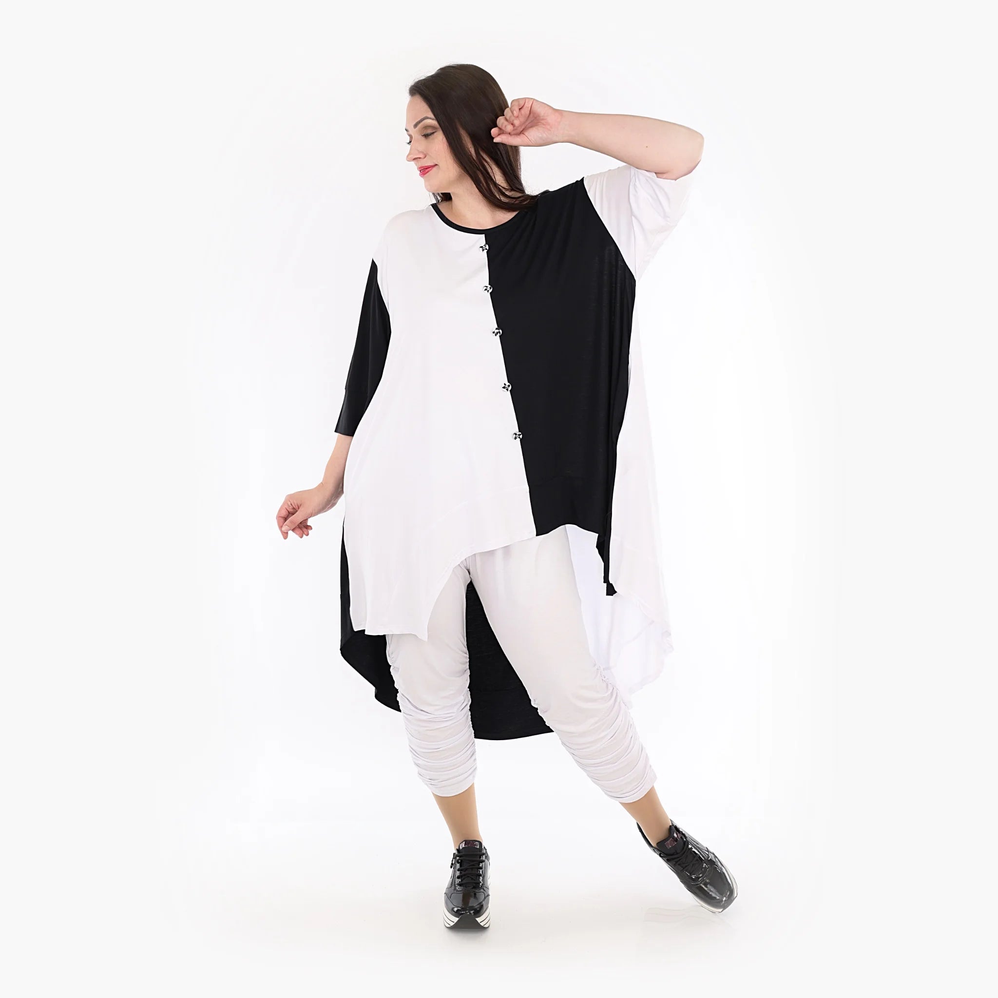 Shirt von AKH Fashion aus Viskose in gerundeter Form, ausgefallene Lagenlook Mode