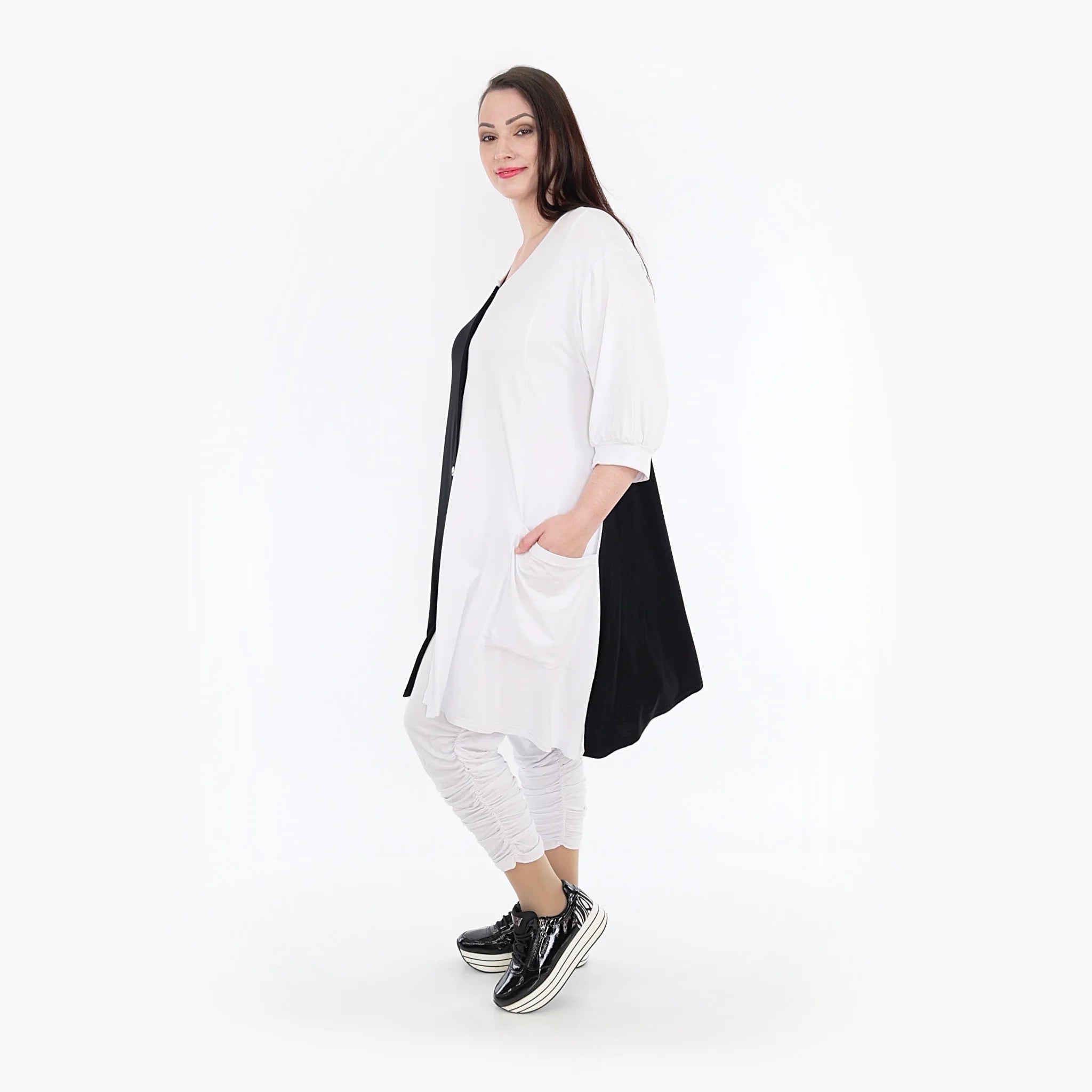  A-Form Jacke von AKH Fashion aus Viskose, 1321.06957, Schwarz-Weiß, Schick, Modern, Bequem
