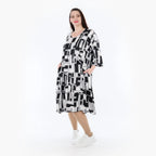  Ballonkleid von AKH Fashion aus Viskose, 1323.06698, Schwarz-Weiß, Schick, Modern, Bequem