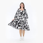  Ballonkleid von AKH Fashion aus Viskose, 1323.06698, Schwarz-Weiß, Schick, Modern, Bequem