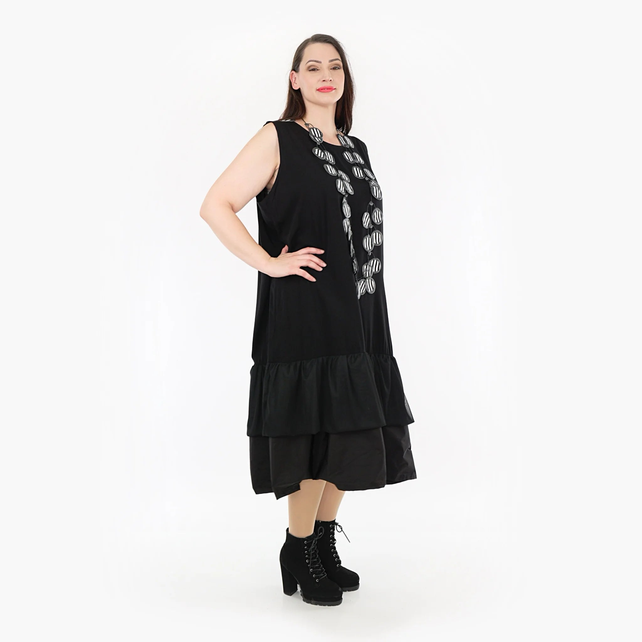  AKH Fashion Tunika in gerundeter Form, aus Baumwolle, 1326.06968, Schwarz, Schick, Modern