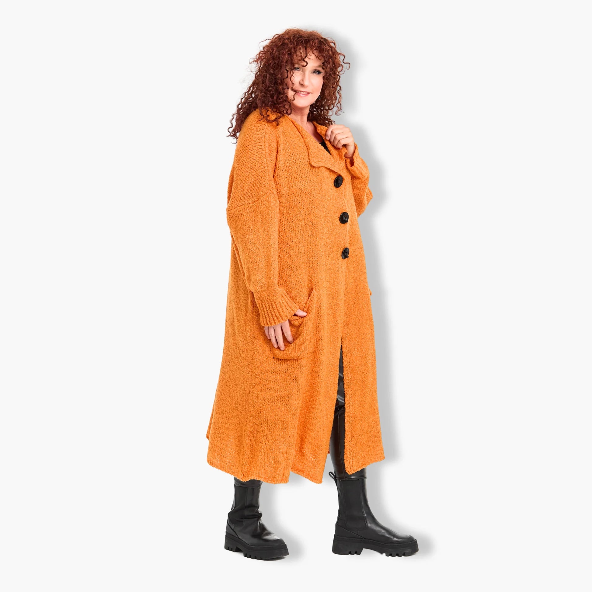  Amandine Mantel in kastiger Form, aus Viskose, A2709, Orange, Schick, Modern, Bequem