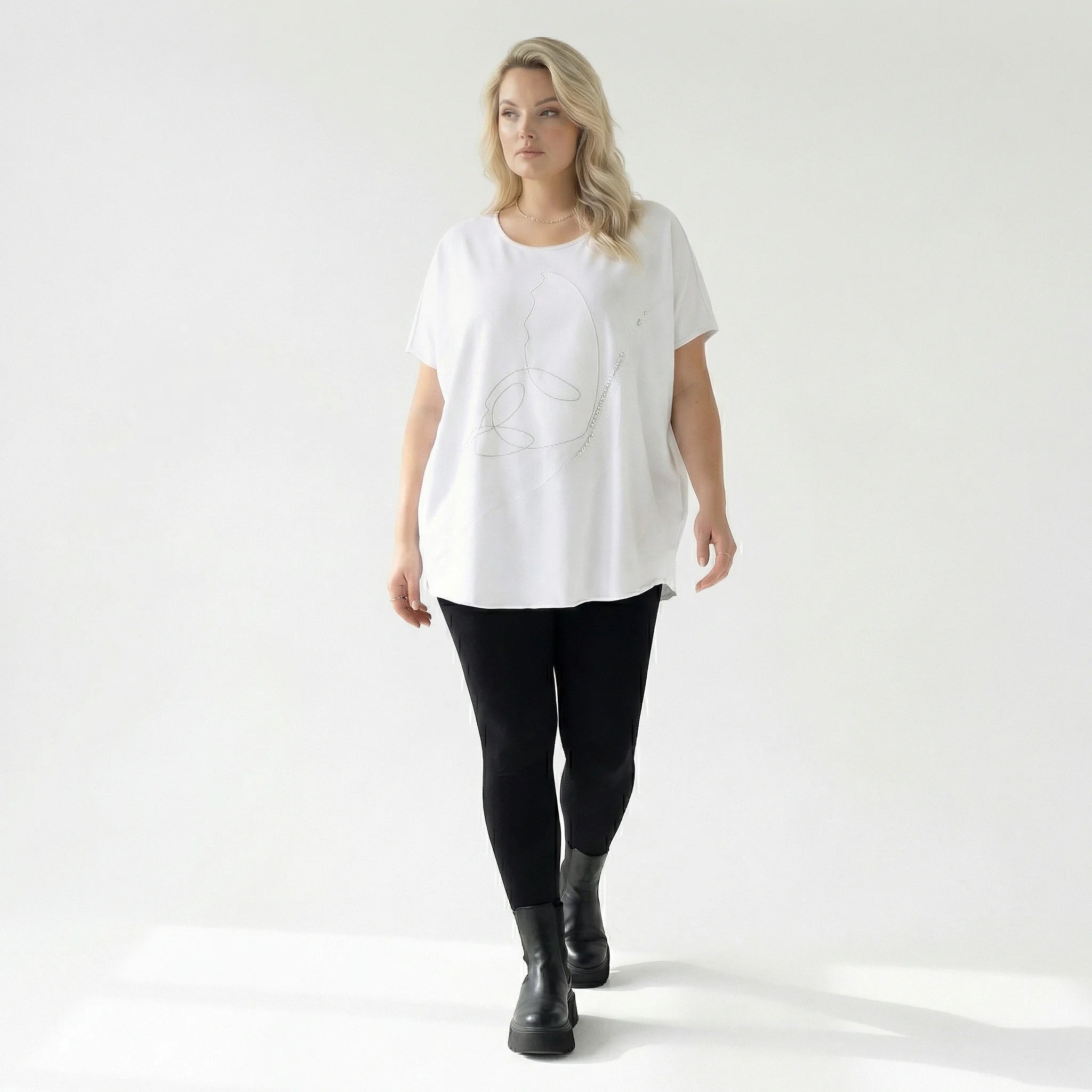 Oversized Shirt von Divas Planet aus Baumwolle, DP10148, Weiß, Schick, Modern, Bequem