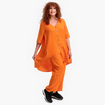  Tunika von Do Your Best aus Leinen in Vokuhila-Form, FS246.D662, Orange, Schick, Modern