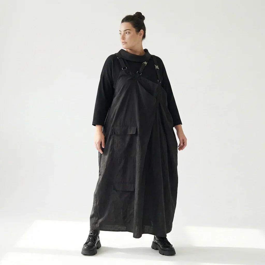 Zweiteiliges Damenkleid von Red Corner in Schwarz – Popeline & Jersey, Oversize, EU 42 bis 48, Avantgarde Look