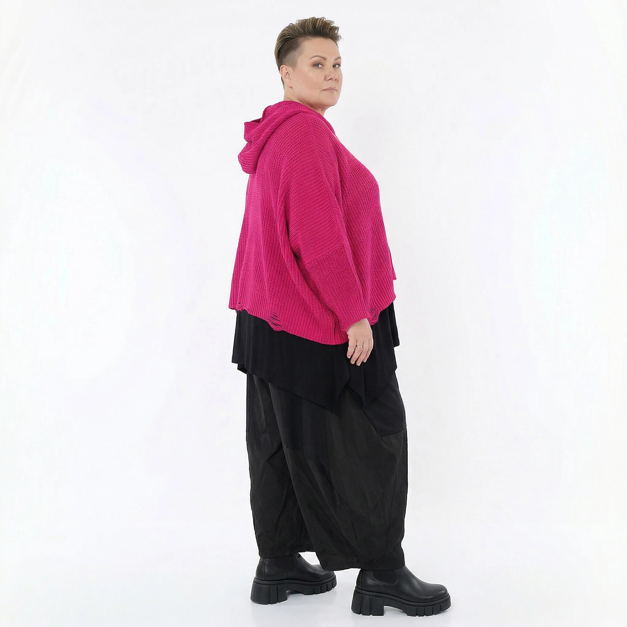 AKH Premium Bigshirt in kastiger Form, aus Baumwolle, P1032.2601, Fuchsia, Ausgefallen