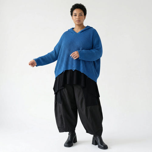 AKH Premium Bigshirt in kastiger Form, aus Baumwolle, P1032.2601, JeansBlau, Ausgefallen