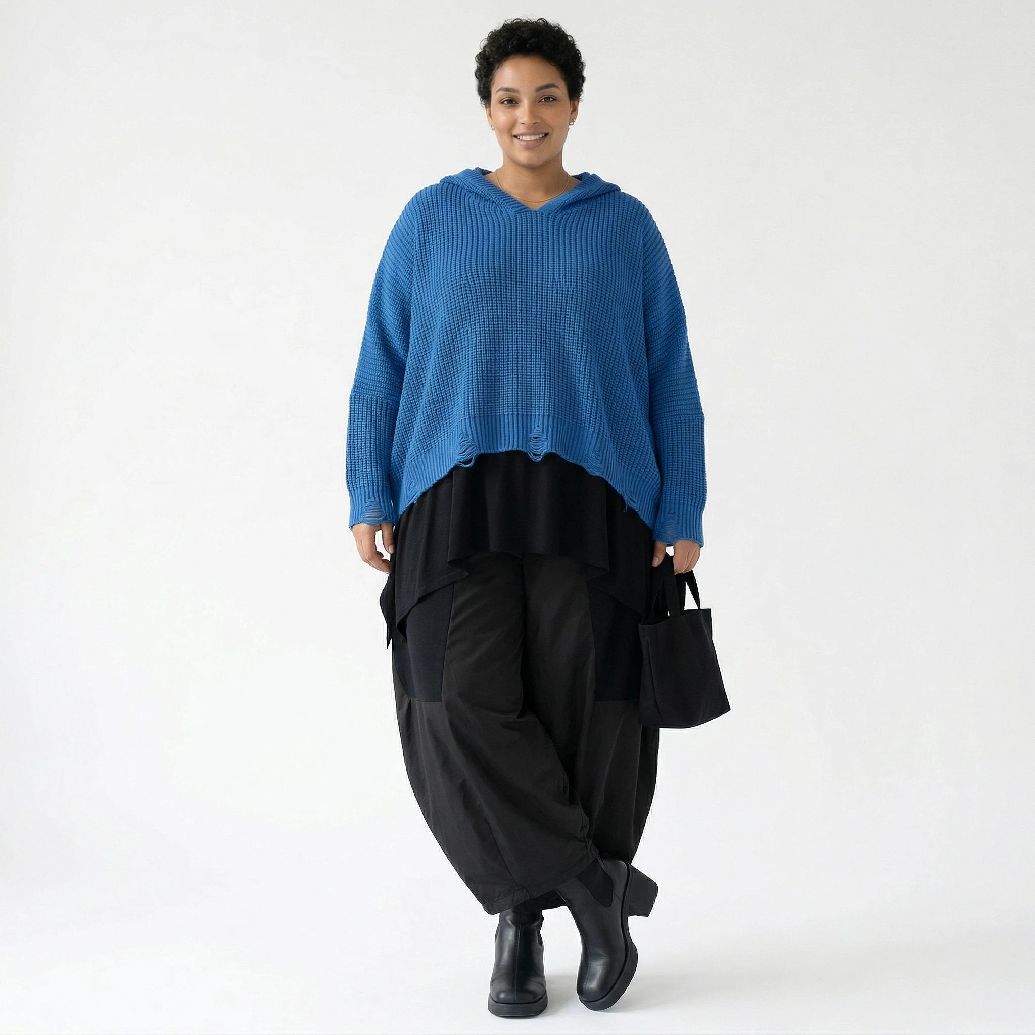 AKH Premium Bigshirt in kastiger Form, aus Baumwolle, P1032.2601, JeansBlau, Ausgefallen