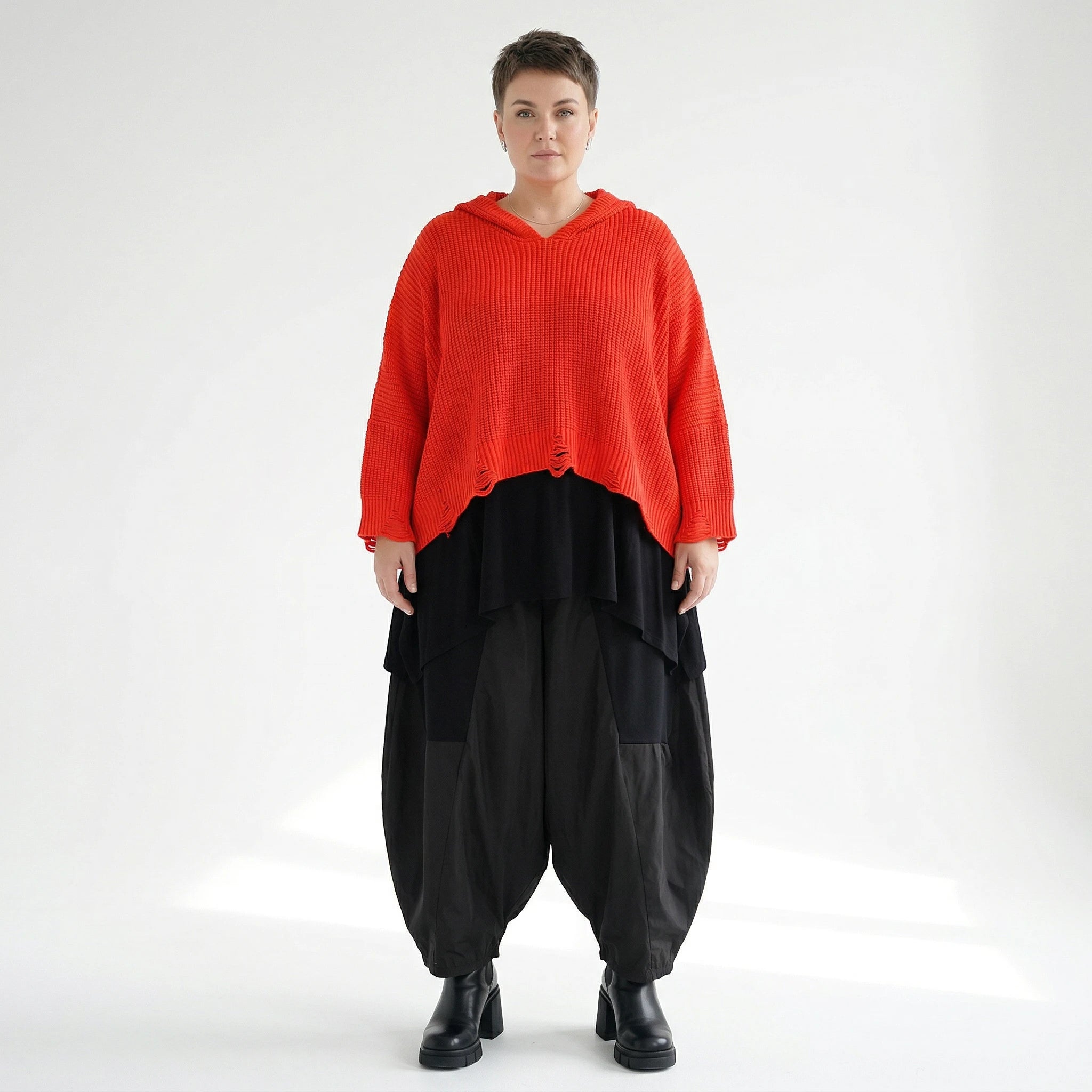 AKH Premium Bigshirt in kastiger Form, aus Baumwolle, P1032.2601, Orange, Ausgefallen, Schick