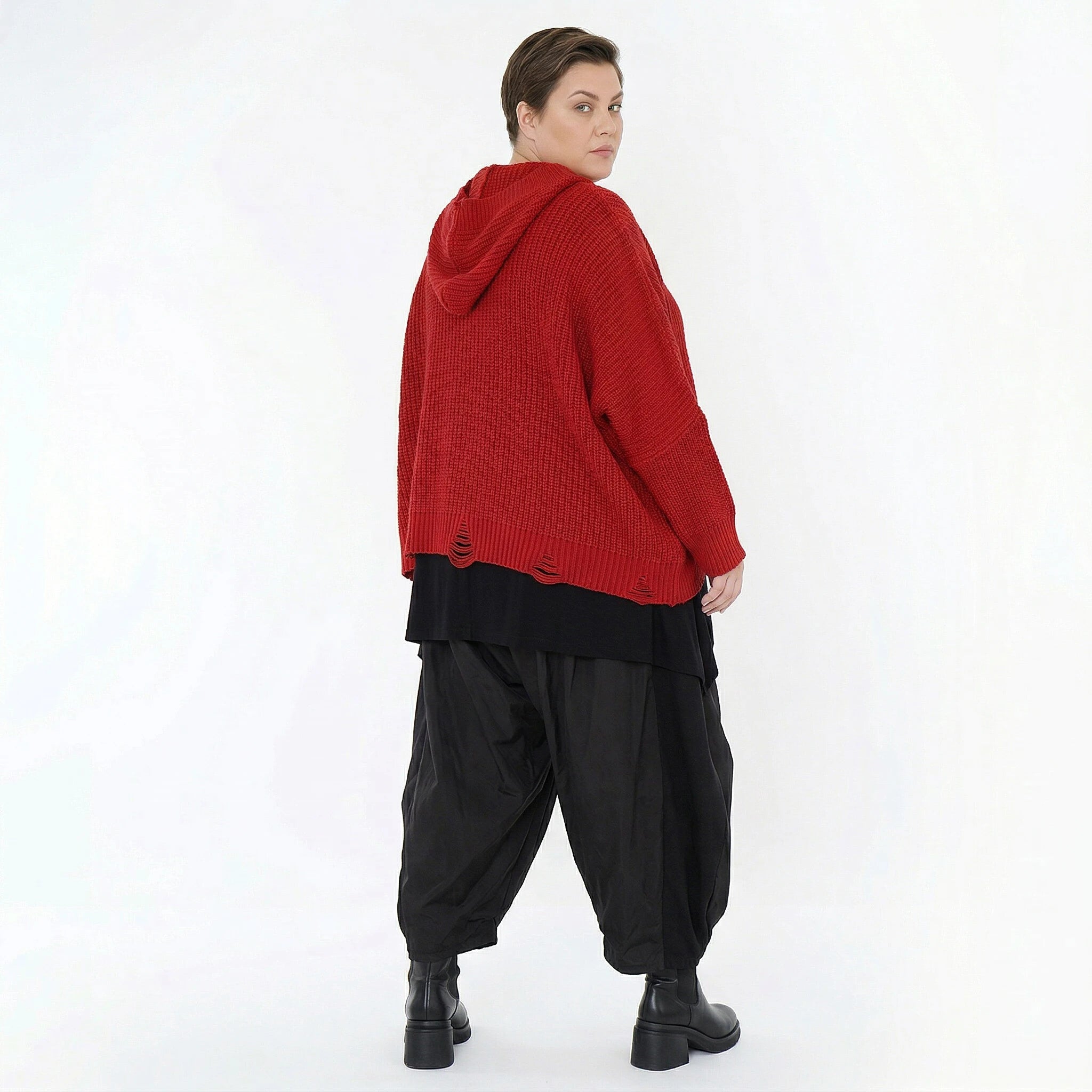 AKH Premium Bigshirt in kastiger Form, aus Baumwolle, P1032.2601, Rot, Ausgefallen, Zeitlos