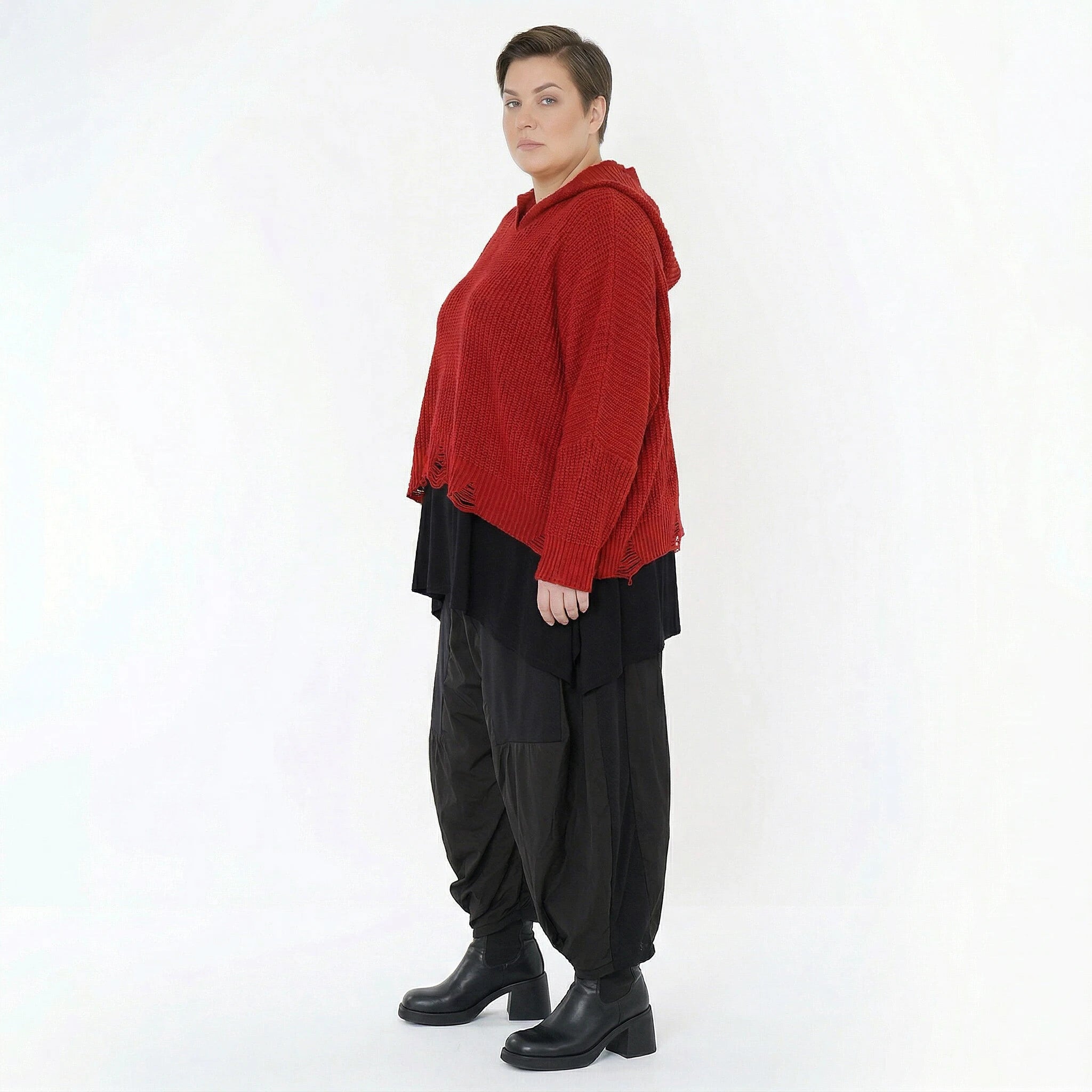 AKH Premium Bigshirt in kastiger Form, aus Baumwolle, P1032.2601, Rot, Ausgefallen, Zeitlos