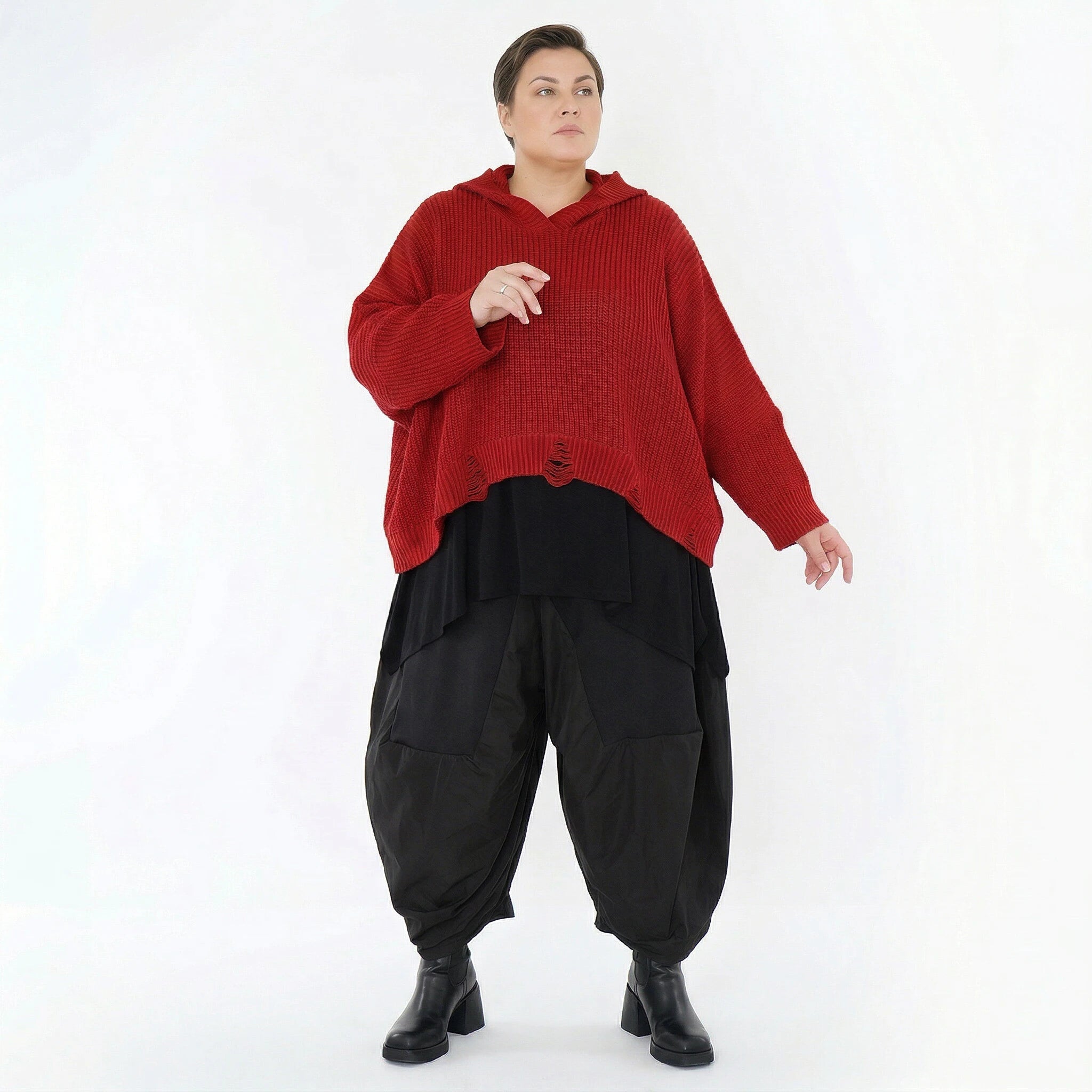 AKH Premium Bigshirt in kastiger Form, aus Baumwolle, P1032.2601, Rot, Ausgefallen, Zeitlos