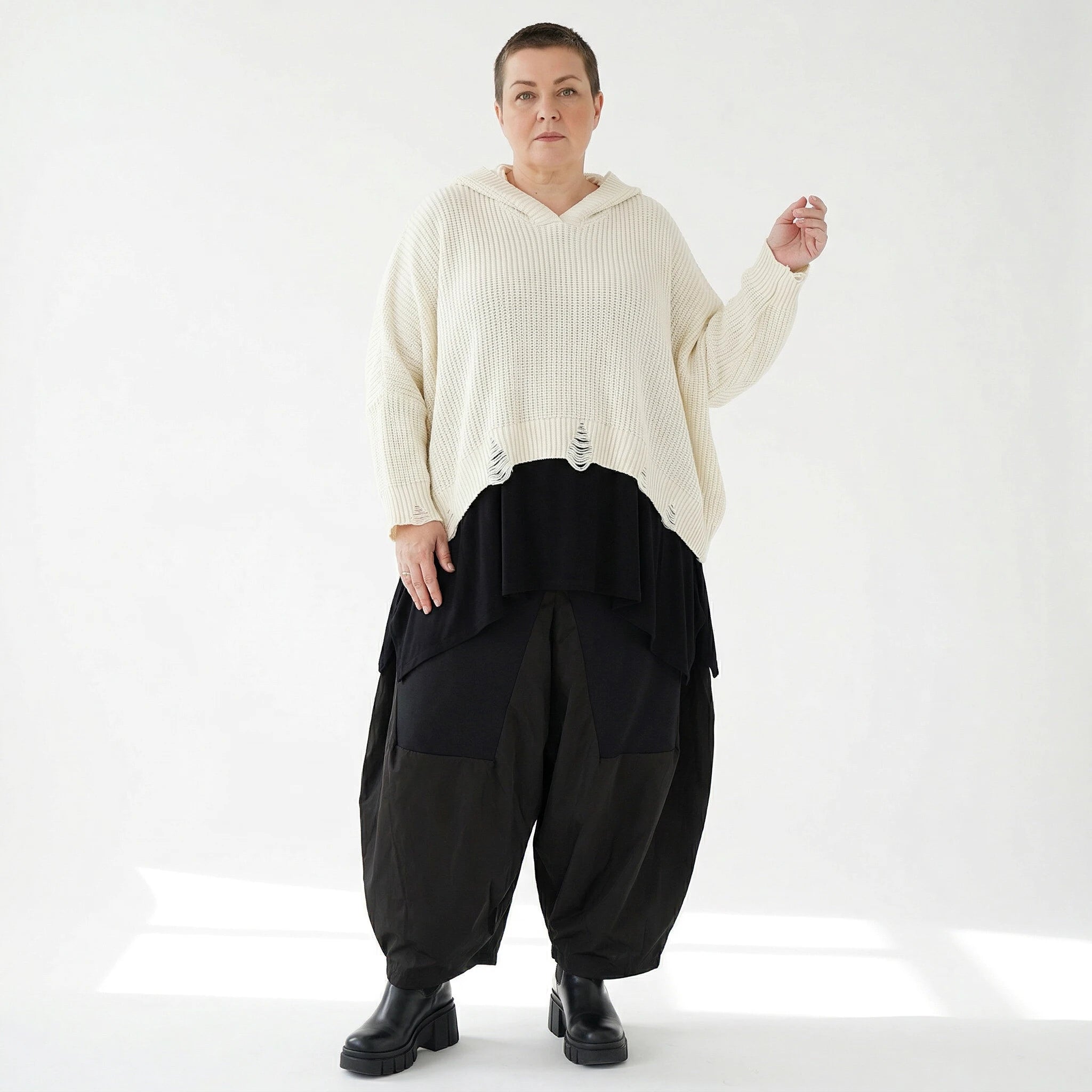 AKH Premium Bigshirt in kastiger Form, aus Baumwolle, P1032.2601, Weiß, Ausgefallen, Zeitlos