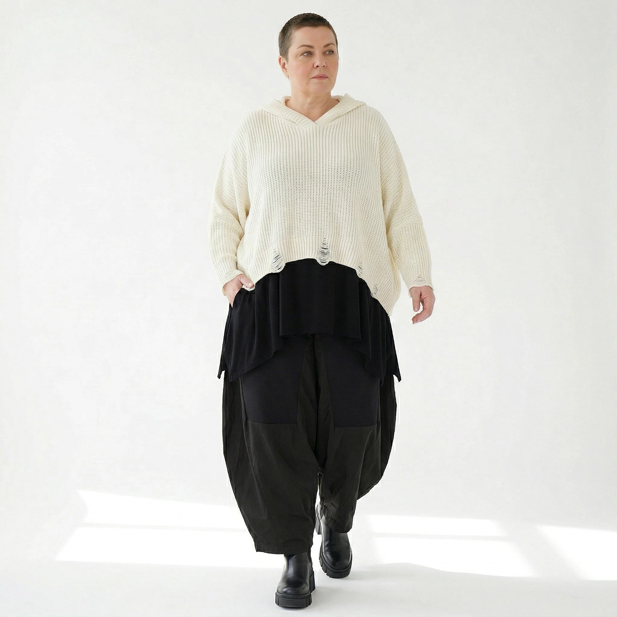 AKH Premium Bigshirt in kastiger Form, aus Baumwolle, P1032.2601, Weiß, Ausgefallen, Zeitlos