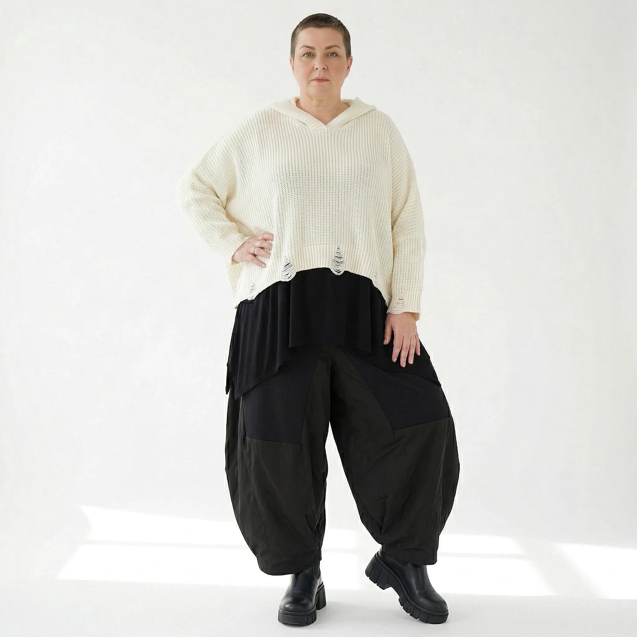 AKH Premium Bigshirt in kastiger Form, aus Baumwolle, P1032.2601, Weiß, Ausgefallen, Zeitlos