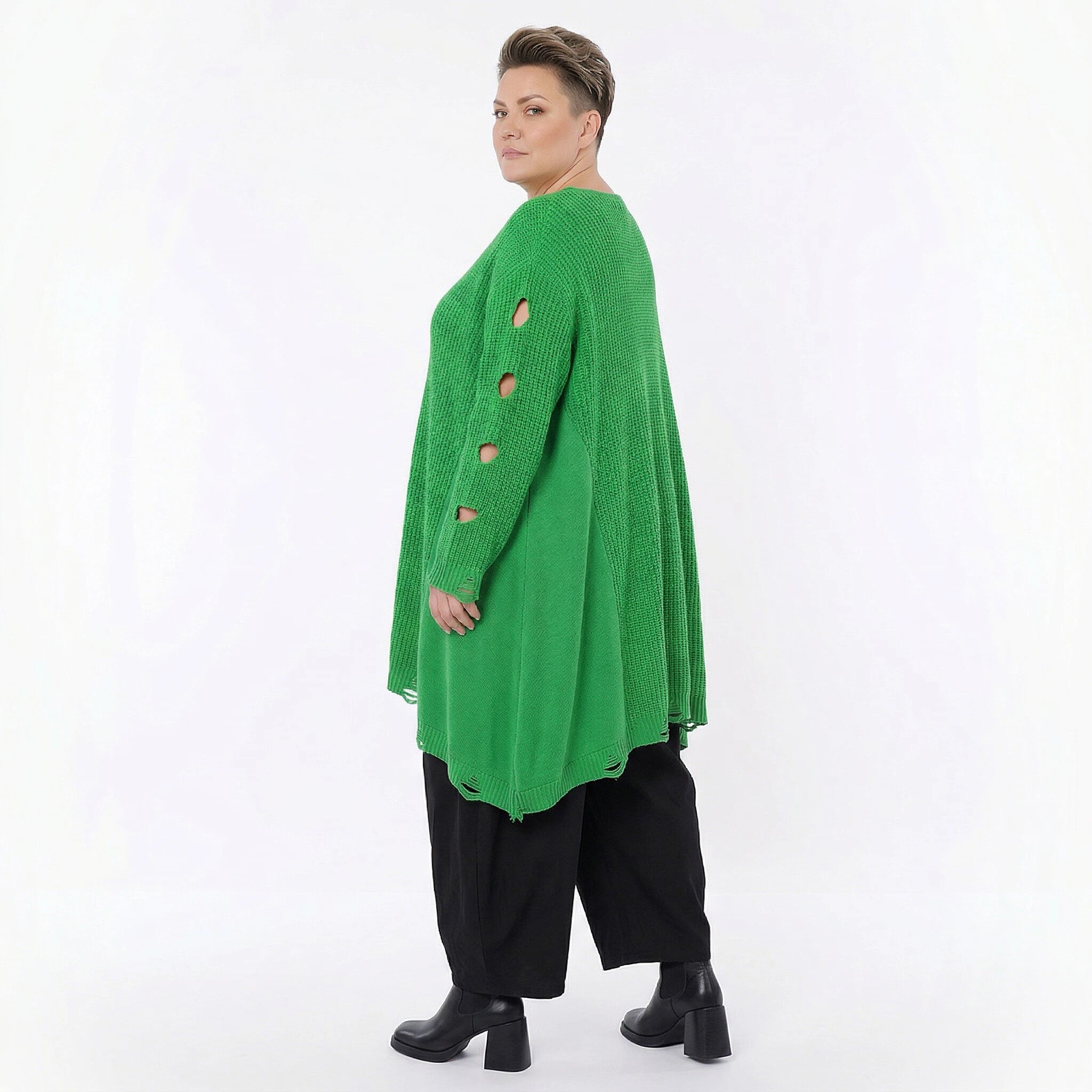 A-Form Bigshirt von AKH Premium aus Baumwolle, P1032.2603, Apfelgrün, Ausgefallen, Zeitlos