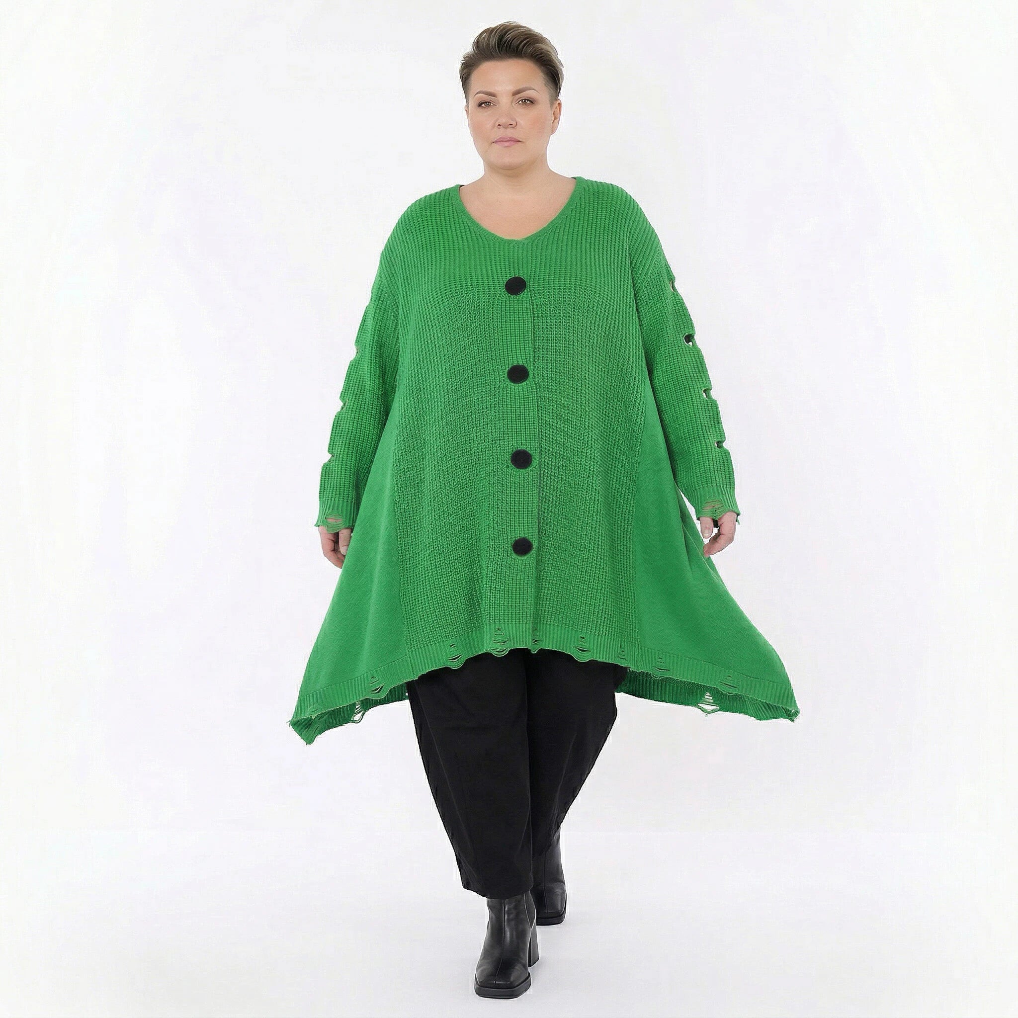 A-Form Bigshirt von AKH Premium aus Baumwolle, P1032.2603, Apfelgrün, Ausgefallen, Zeitlos