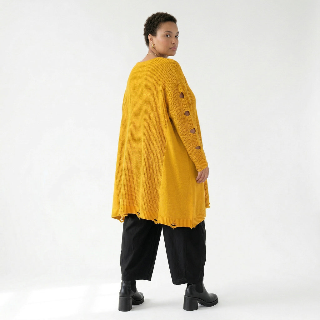A-Form Bigshirt von AKH Premium aus Baumwolle, P1032.2603, Gelb, Ausgefallen, Zeitlos, Schick