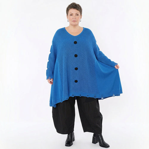 A-Form Bigshirt von AKH Premium aus Baumwolle, P1032.2603, JeansBlau, Ausgefallen, Zeitlos