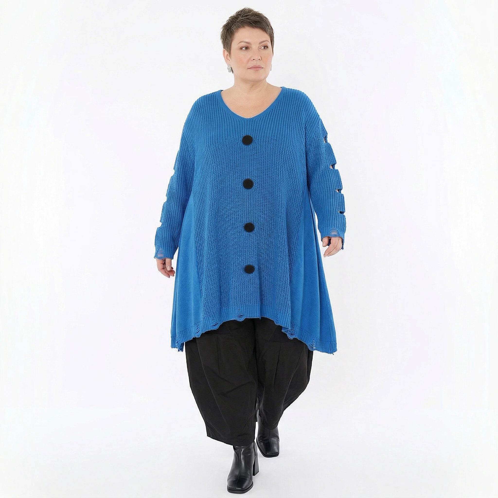 A-Form Bigshirt von AKH Premium aus Baumwolle, P1032.2603, JeansBlau, Ausgefallen, Zeitlos