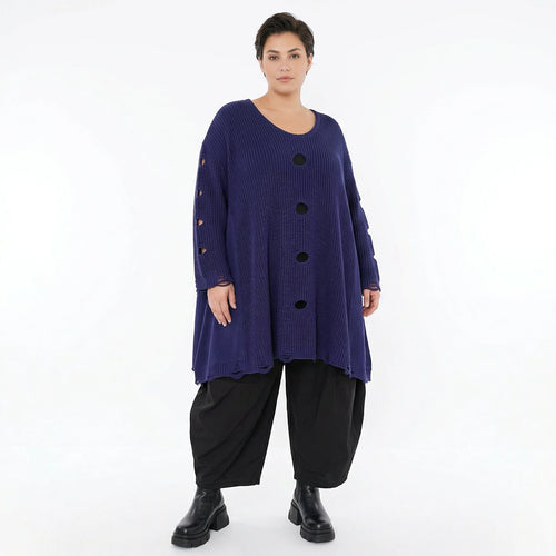 A-Form Bigshirt von AKH Premium aus Baumwolle, P1032.2603, Lila, Ausgefallen, Zeitlos, Schick