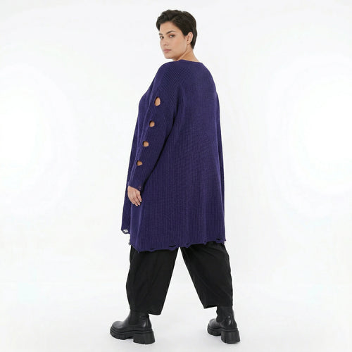 A-Form Bigshirt von AKH Premium aus Baumwolle, P1032.2603, Lila, Ausgefallen, Zeitlos, Schick