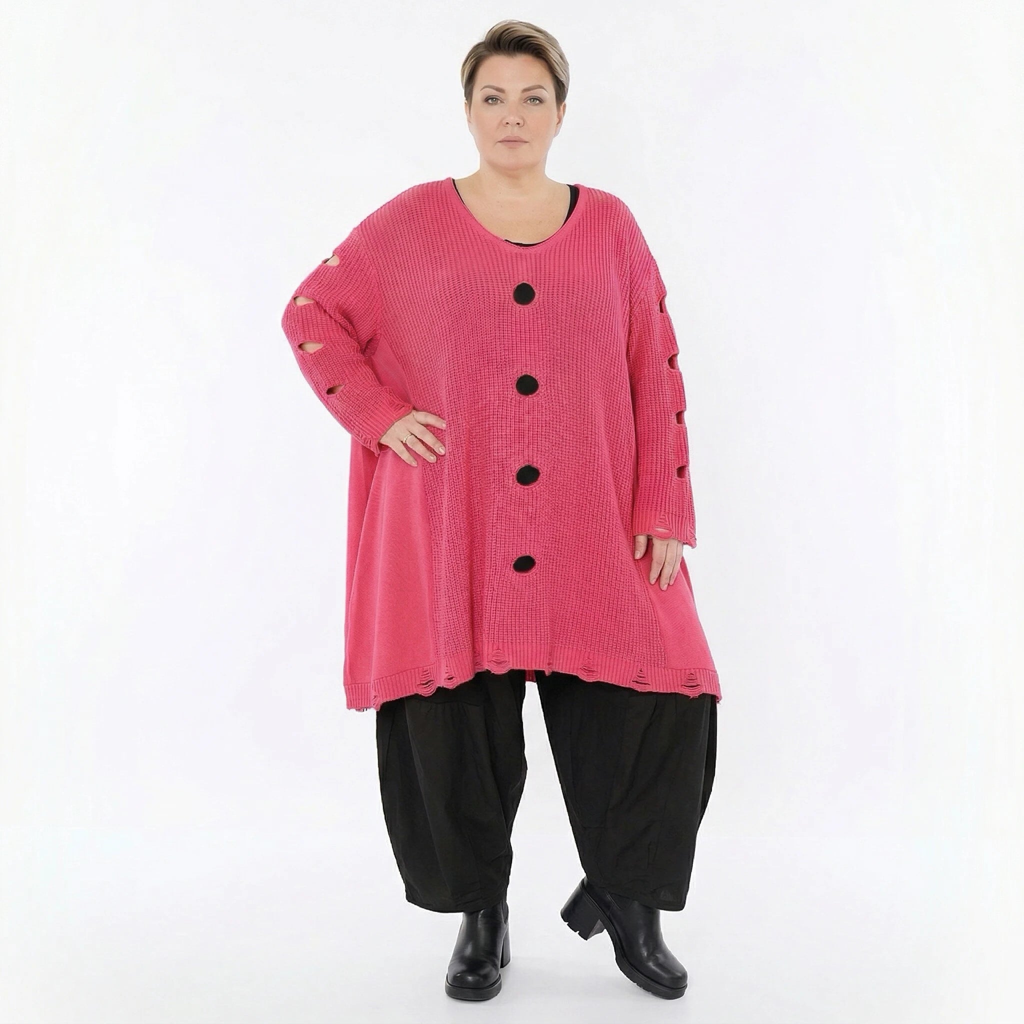 A-Form Bigshirt von AKH Premium aus Baumwolle, P1032.2603, Rosa, Ausgefallen, Zeitlos, Schick