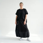 Oversize-Bluse Damen Maxlive Schwarz mit Paspel | EU 38 bis 62 | Lagenlook, Avantgarde, elastisch, Made in Turkey