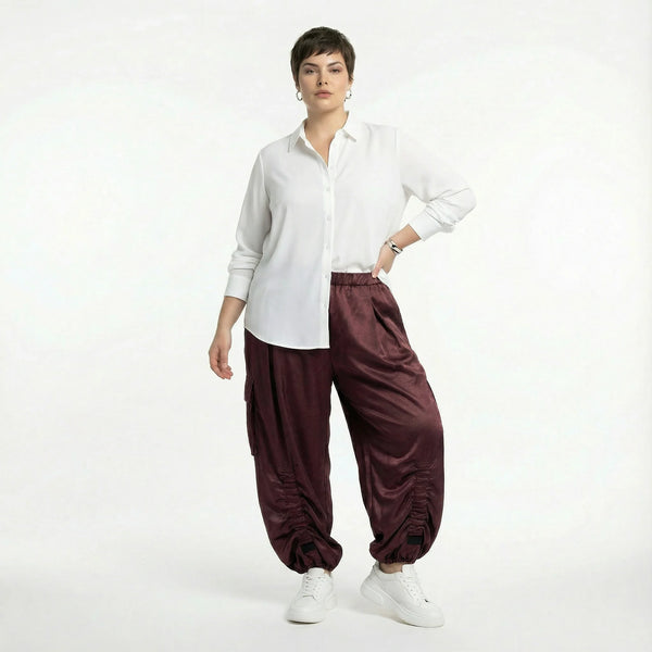  Ballonhose von AKH Premium aus Materialmix, P1027.7181, Weinrot, Ausgefallen, Zeitlos