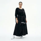 Schwarzes Damen Kleid in Oversize mit Utility-Taschen und Bindegürtel – Übergangslook EU 40 bis 46, leicht & stilvoll, Popeline Crash