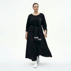 Schwarzes Damen Kleid in Oversize mit Utility-Taschen und Bindegürtel – Übergangslook EU 40 bis 46, leicht & stilvoll, Popeline Crash