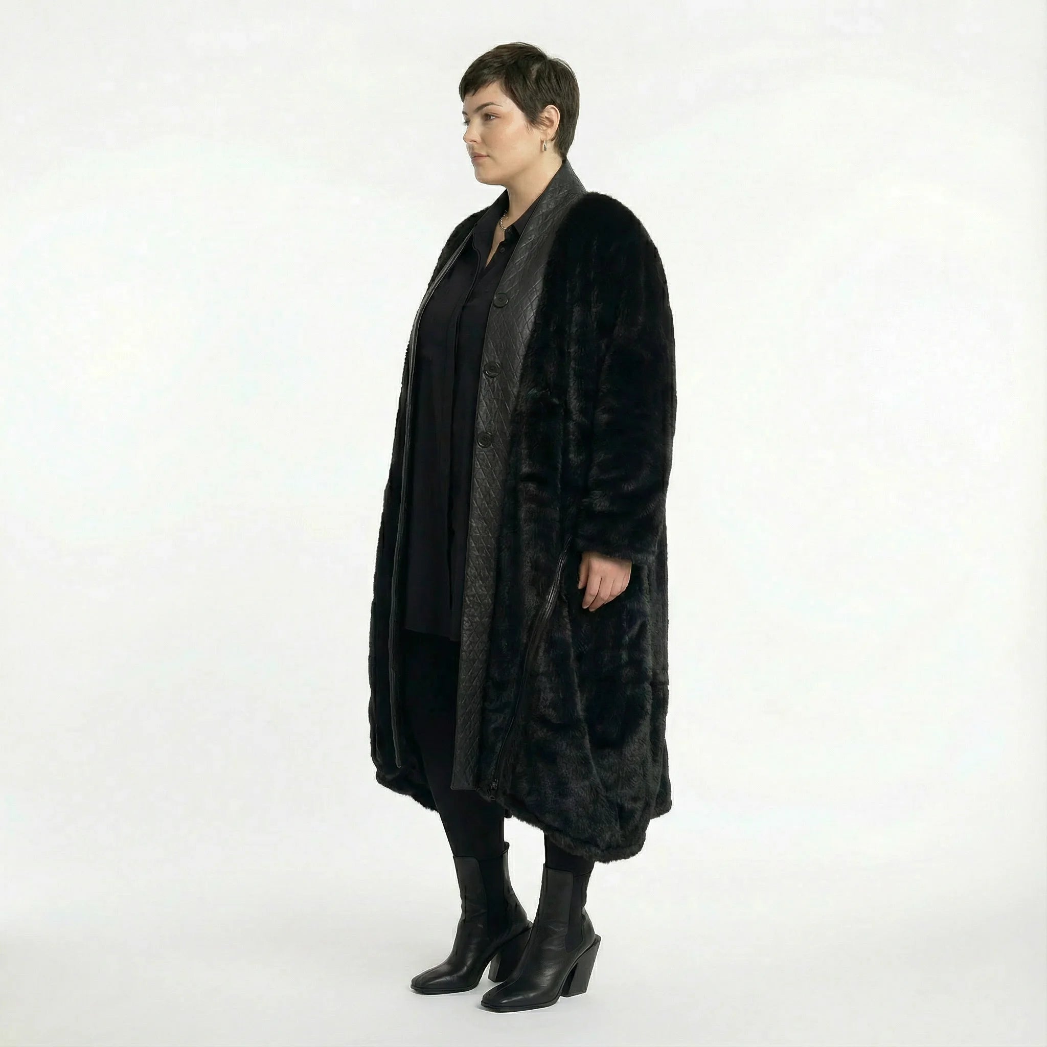 Ballonmantel von AKH Premium aus Polyester, P1029.7176, Schwarz, Raute, Ausgefallen