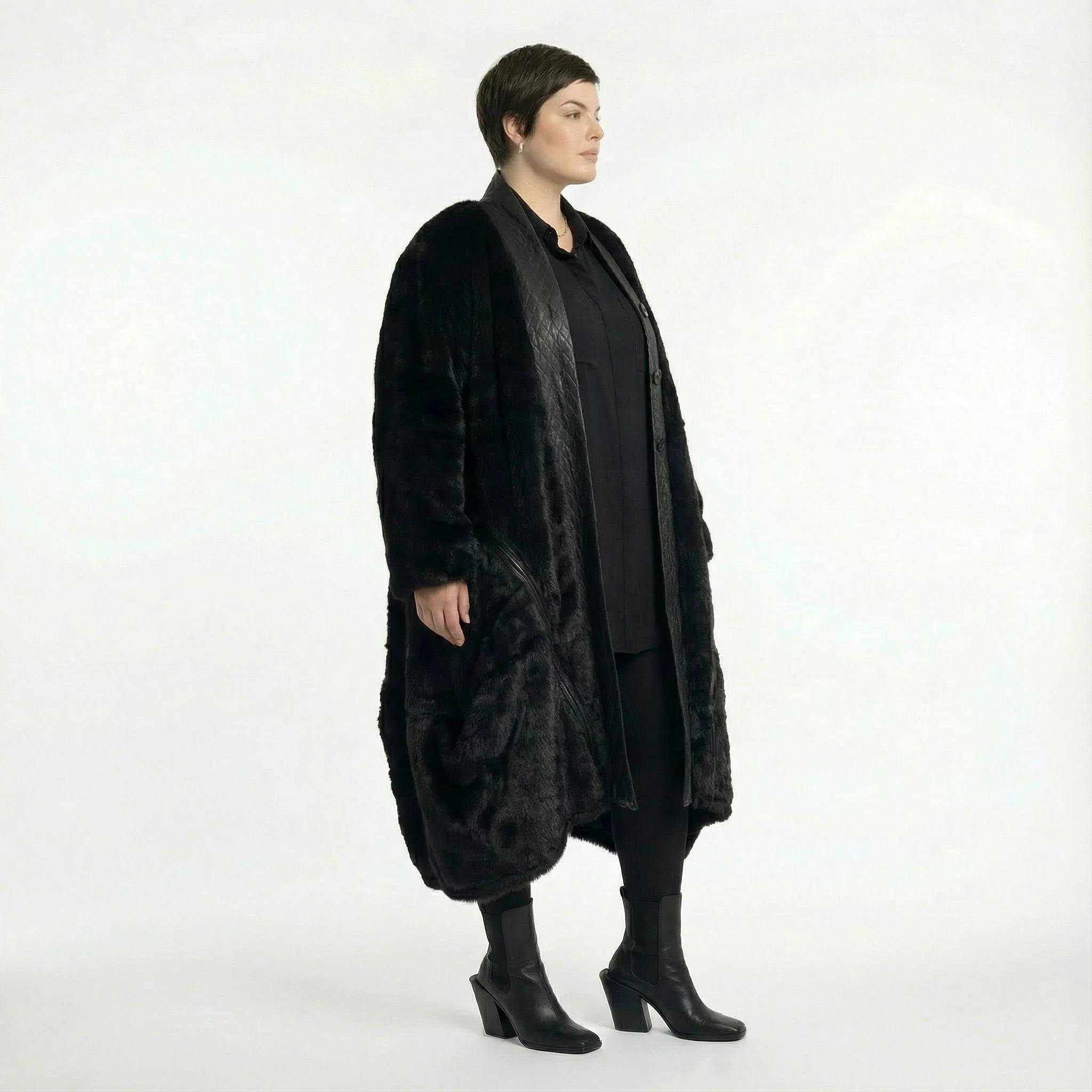  Ballonmantel von AKH Premium aus Polyester, P1029.7176, Schwarz, Raute, Ausgefallen