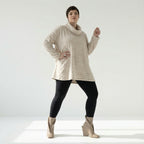  A-Form Bigshirt von AKH Fashion aus Materialmix, 1569.0593R, Beige/Weiß, Streifen, Schick
