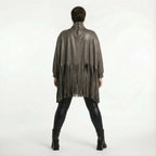  AKH Premium Bigshirt in kastiger Form, aus Materialmix, P1027.7182, Braun, Ausgefallen
