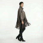  AKH Premium Bigshirt in kastiger Form, aus Materialmix, P1027.7182, Braun, Ausgefallen