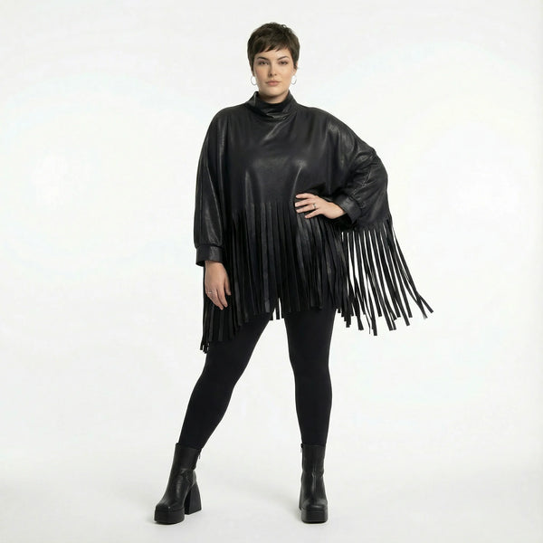  AKH Premium Bigshirt in kastiger Form, aus Materialmix, P1027.7182, Schwarz, Ausgefallen
