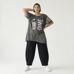 Tunika Damen Oversize B-ONE Grau Schwarz Print Mesh Jersey luftig stretch EU 38 bis 48 Lagenlook